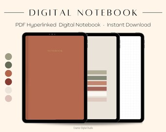 Digital Notebook For Goodnotes Notability | 6 Hyperlinked Tabs | iPad and Tablet Notebook For Students | Digital Notes Template