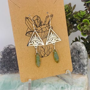 Teal Glass Evil Eye Earrings: Sterling Silver Dangle Charms
