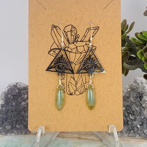 Teal Glass Evil Eye Earrings: Sterling Silver Dangle Charms