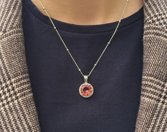 Sultanite pendant with zircons, 925 Sterling Silver big ottoman necklace, color changing turkish stone