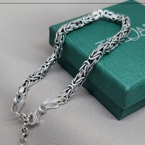 925 Sterling Silver MEN BYZANTINE chain bracelet, heavy silver bracelet for men and women, unisex wide bracelet, gift for valentine&#39;s day