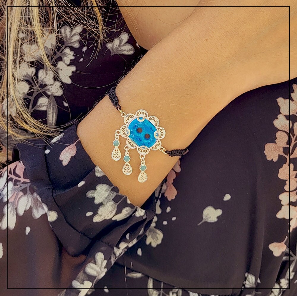 1pcs/lot Natural Mysterious Blue Qin Rare Silk Striped Agate Bracelet  luster mellow precious accessories gem jewelry amulet taki - AliExpress
