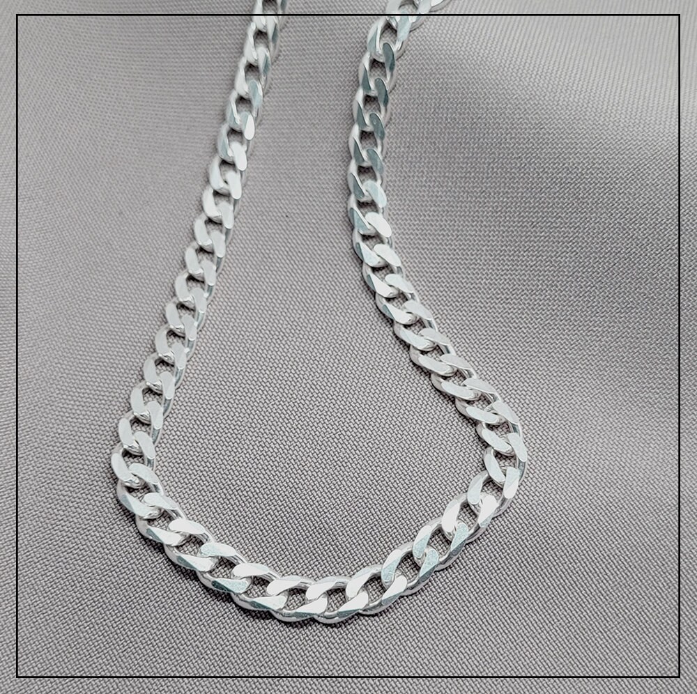 Curb Chain Handcrafted Sterling Silver Men's Chain – Clocks and Colours