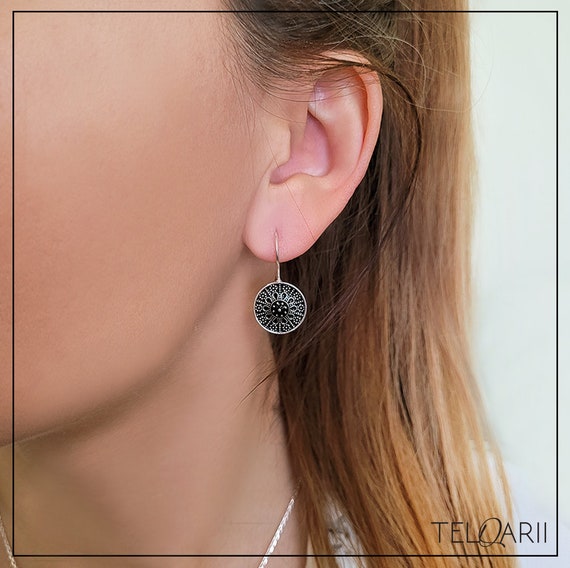 Sterling silver mandala earrings shop