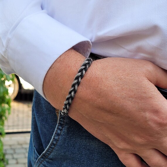 Handmade Sterling Silver Kazaziye Bracelet - 999 Silver, Unisex Braided Design For Men & Women - View #9