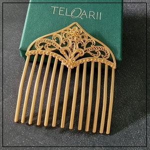 Horquilla de filigrana de plata de ley 925 chapada en oro, joyería para el cabello hecha a mano para boda, telkâri turco de Mardin, regalo artesanal para la novia