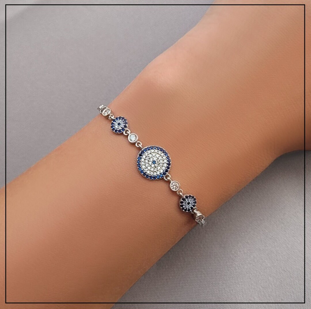 YAFEINI Bracciale E Cavigliera In Argento Sterling 925 Con Occhio Di Allah (Evil Eye) E Albero Della Vita - Gioiello Portafortuna, Confezione Regalo - 3