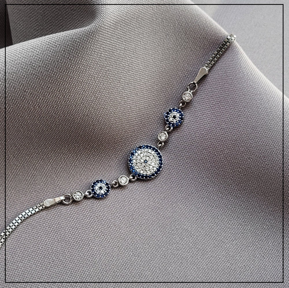 Evil of eye Bracciale in argento sterling 925 Nazar Boncuk