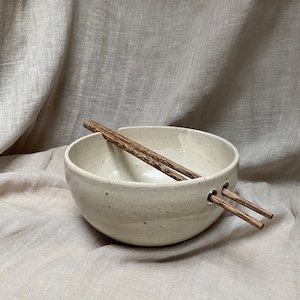 Ramen rice bowl with bamboo chopsticks