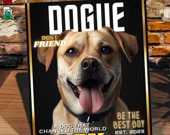 Personalized Dog Magazine Cover | Custom Dog of the Year Pet Portrait | Funny Pet Gift for Dog Lovers | Printable Pet Art with Name - PS0150