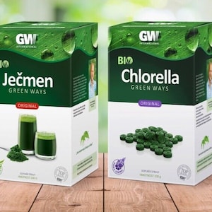 Pacote detox: Comprimidos de Chlorella e pó de cevada verde da GreenWays orgânicos