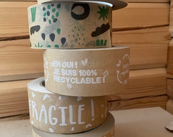 Any 6 x Printed packing tapes, designer tape,scotch emballage,paper tape, Packaging tape,lot, kraft tape,box tape, E commerce