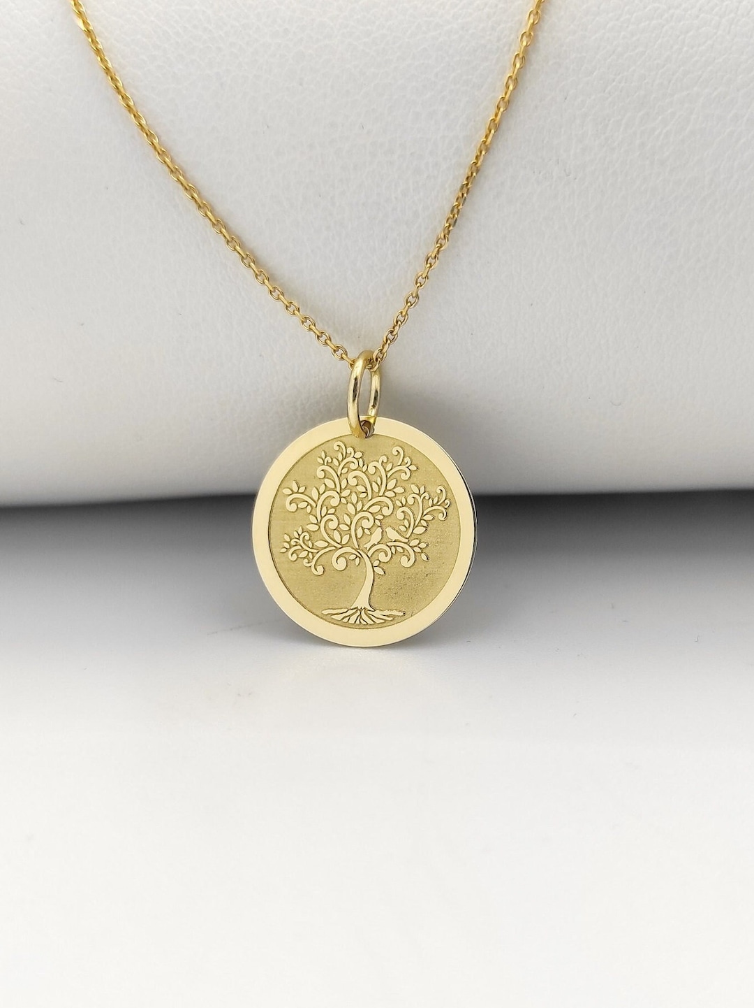 14K Solid Gold Tree Necklace, Personalized Nature Jewelry, Tree of Life