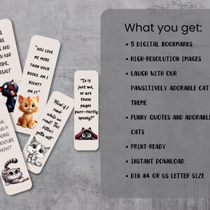 Printable Bookmarks cute Cats, Gift for Readers, Gift for Cat Lovers ...