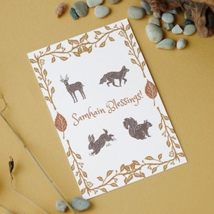 Samhain Blessings Printable 5 x 7 Greeting Card Forest Animals