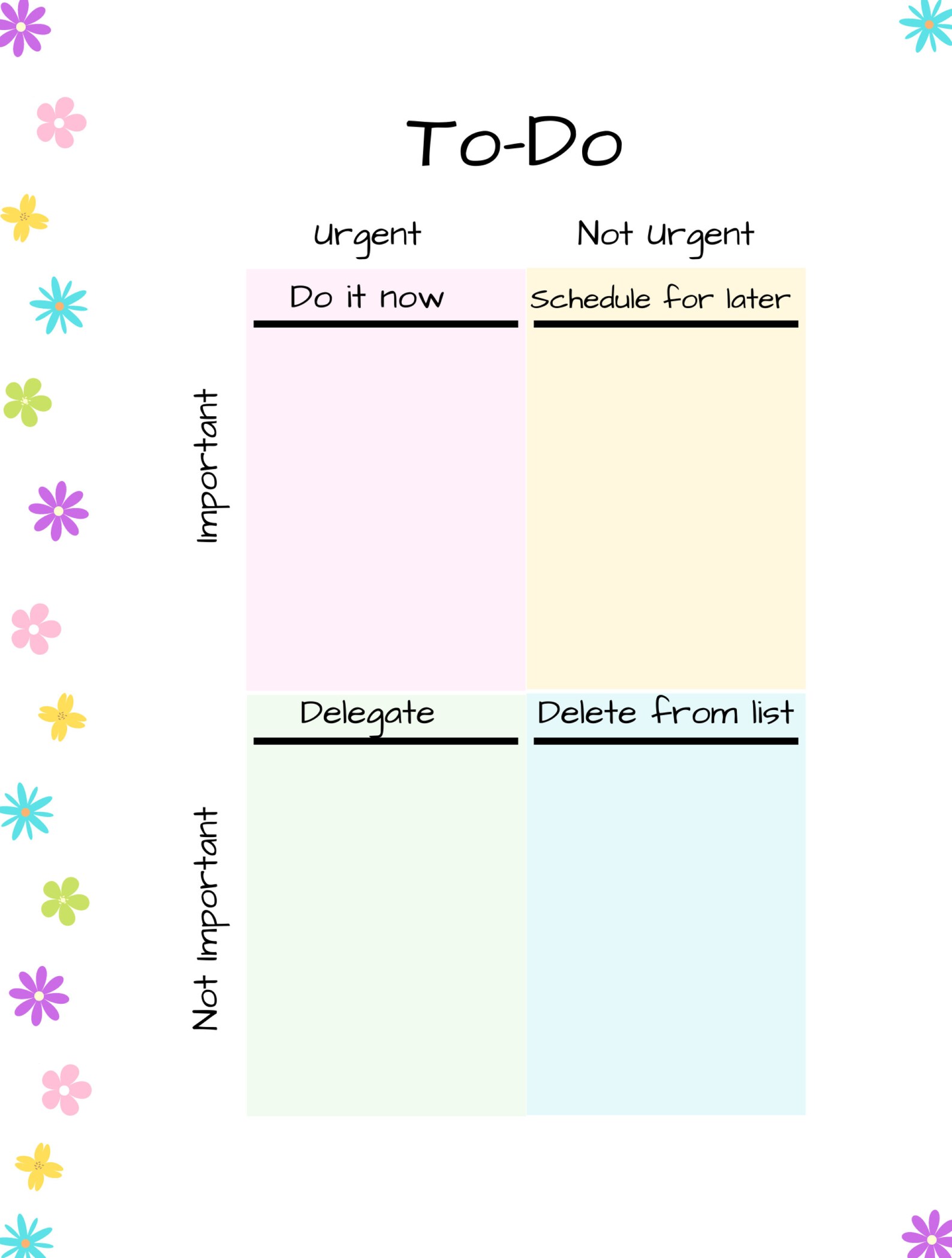 EDITABLE HP Classic Priority Matrix Printable Insert Flowers - Etsy