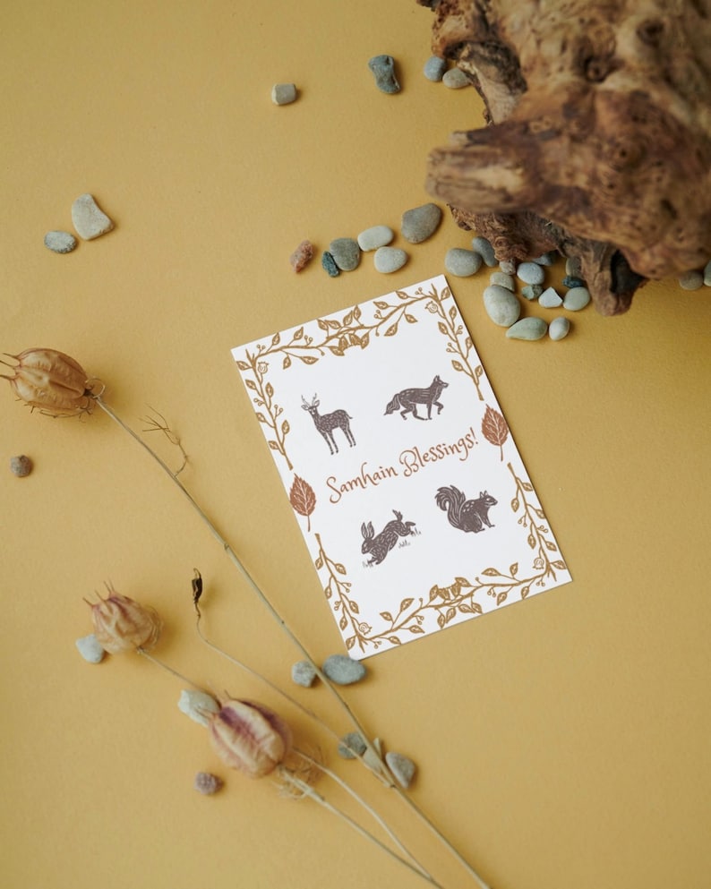 Samhain Blessings Printable 5 X 7 Greeting Card Forest Animals - Etsy