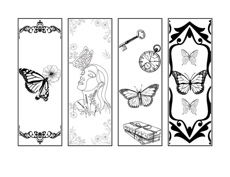 8 Printable Butterfly Themed Coloring Bookmarks - Etsy