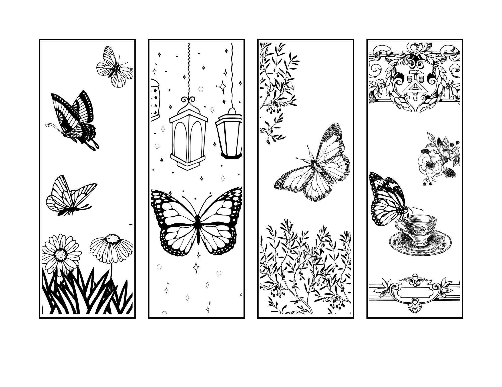 8 Printable Butterfly Themed Coloring Bookmarks - Etsy