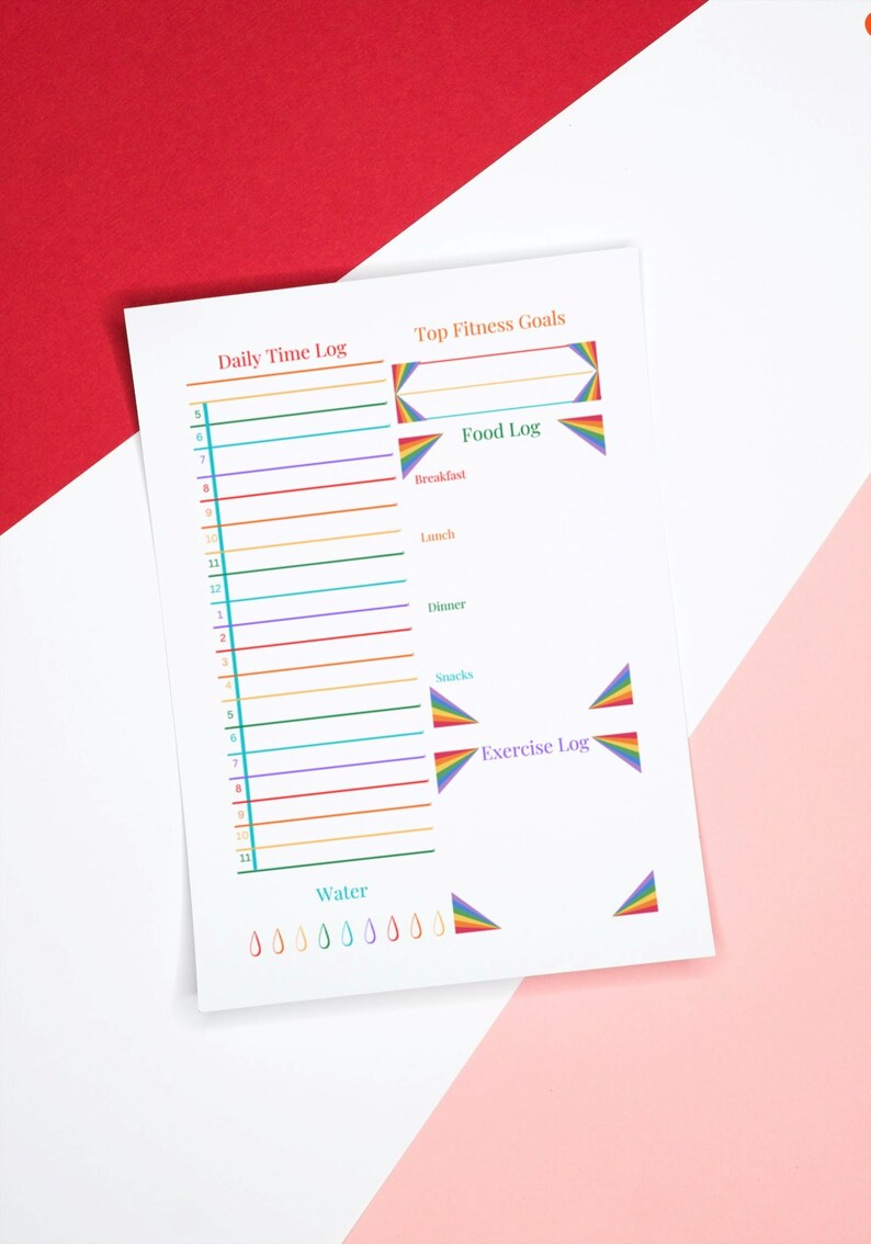 Daily Time Log Minimalist Planner Printable Fitness Focused 3 Sizes ...