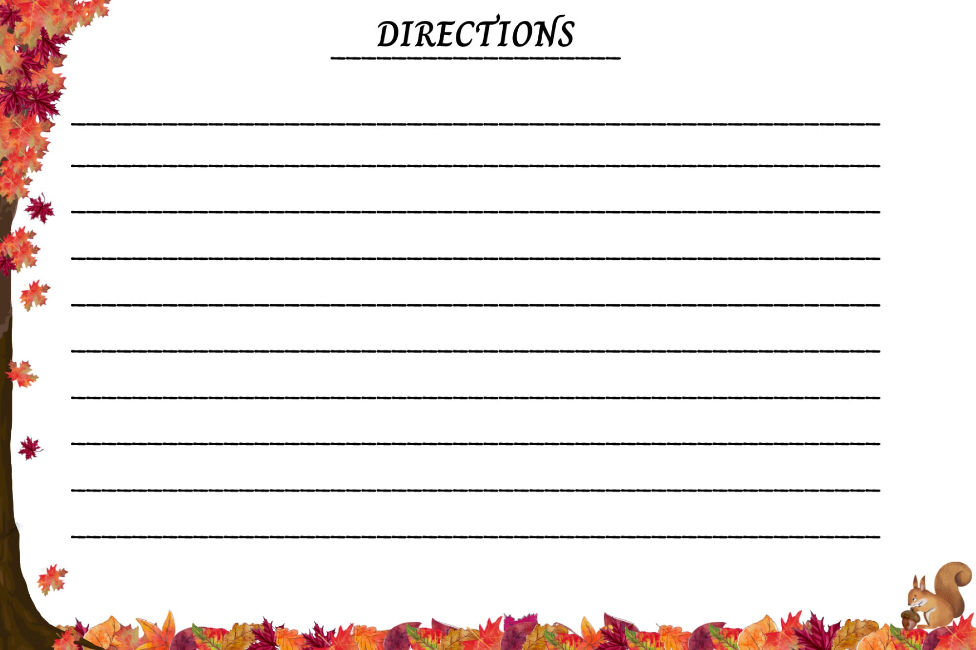 Printable Autumn Recipe Card 4 X 6 Falling Leaves - Etsy