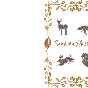 Samhain Blessings Printable 5 X 7 Greeting Card Forest Animals - Etsy