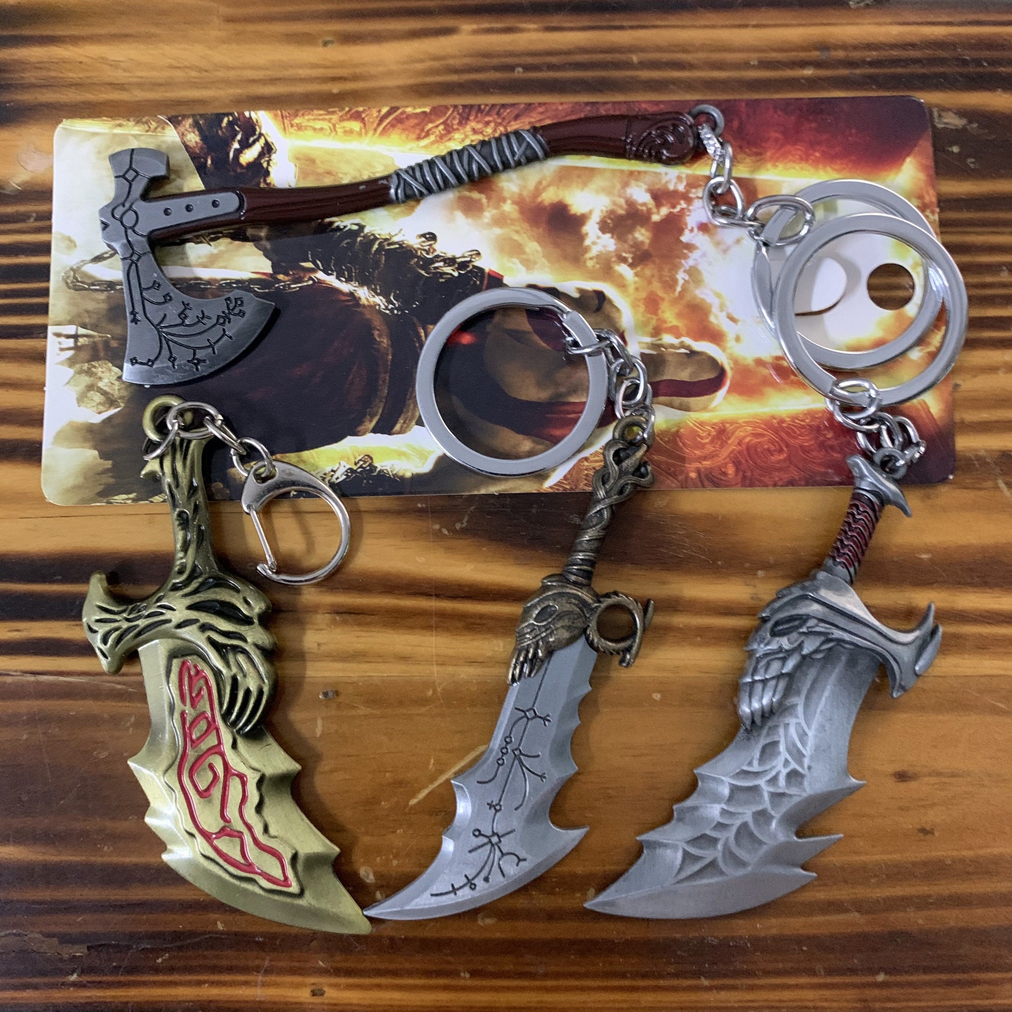 God of War Kratos Sword Blade of Olympus Keychain Toy Dolls Weapon Keychain  Kratos Blades Model Pendant