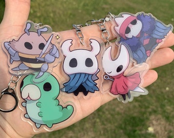 Porte-clés Hollow Knight, Jeu cadeau Hollow Knight, Porte-clés acrylique double face avec boîte-cadeau