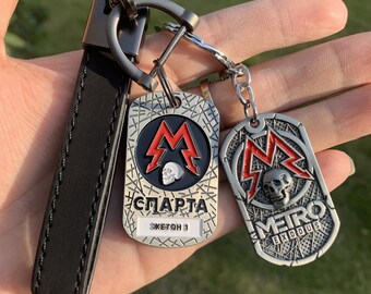 Metro 2033 Keychain Dog Tag Leather Key Chain Artyom Metro Exodus 2033 Game Accessories for Men Gift