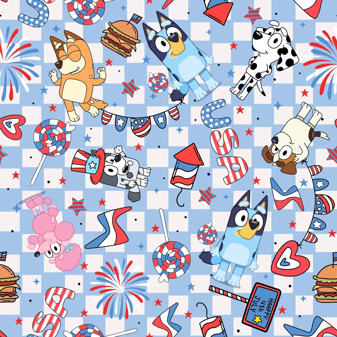 Bluey Wrapping Paper 4th of July Paper Bluey Birthday Etsy
