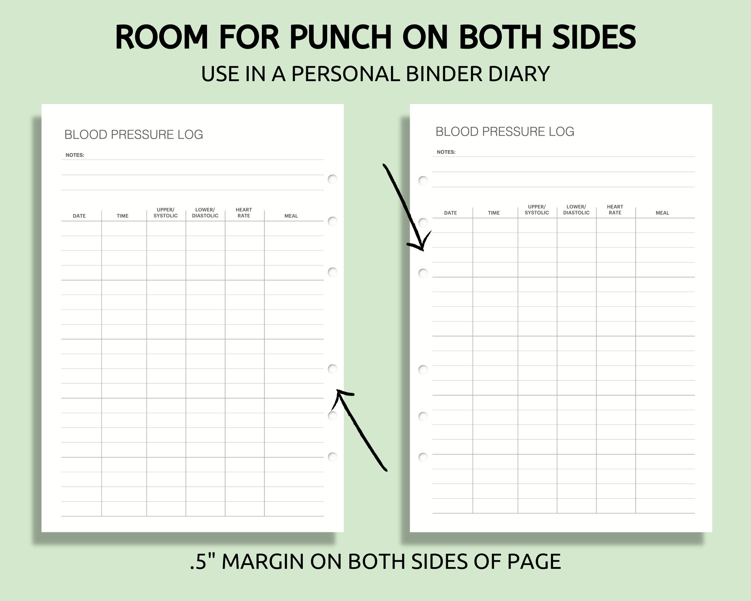 Blood Pressure Log, Blood Pressure Printable Pdf, Daily Blood Pressure ...