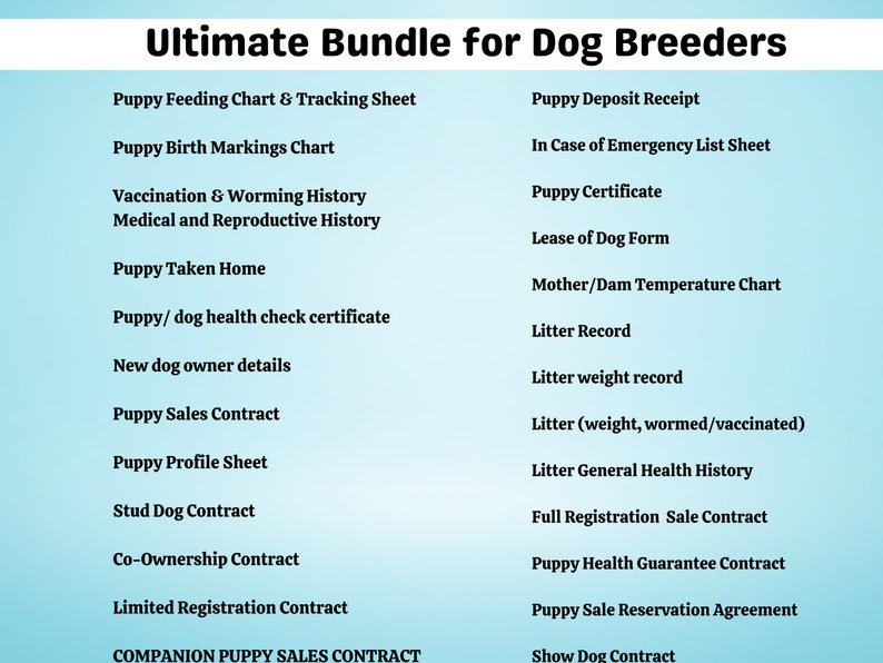 Ultimate Bundle for Dog Breeders All in One Printable Pdfs Etsy