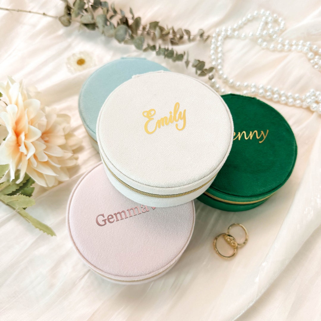 Custom Velvet Jewellery Box With Name, Wedding Gift, Travel Jewelry Box