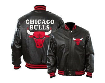 Chicago Bulls Ultra Game NBA Jacket Size Large Black Red Satin