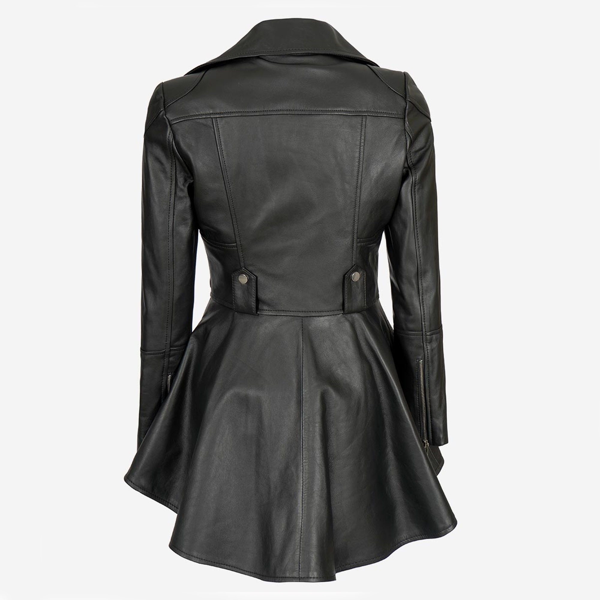 Women's Asymmetrical Peplum Black Leather Jacket Winter Jacket ...
