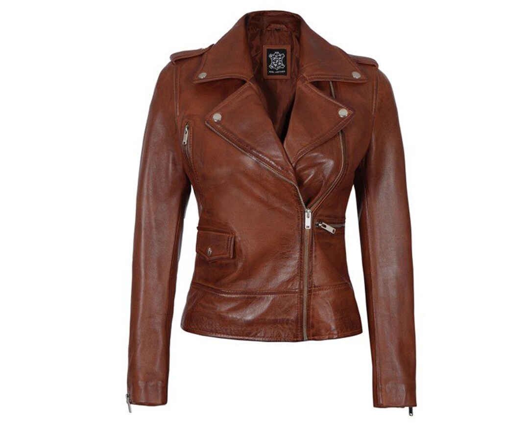 Women Tan Biker Jacket Biker Jacket Motorcycle Jacket Etsy