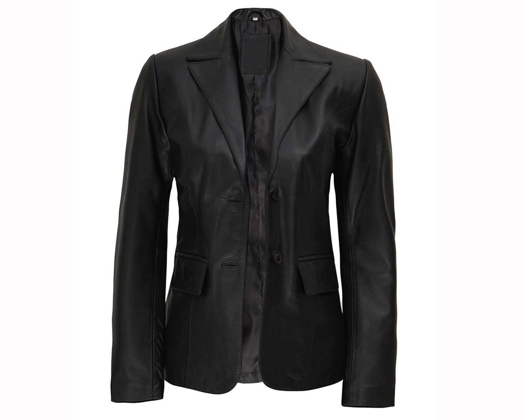 Black Blazer Leather Coat for Women Black Coat Women Coat Etsy