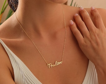 Custom Name Necklace, Name Necklace Women, 14K Gold Name Necklace, Gift for Mom, Girls Name Necklace