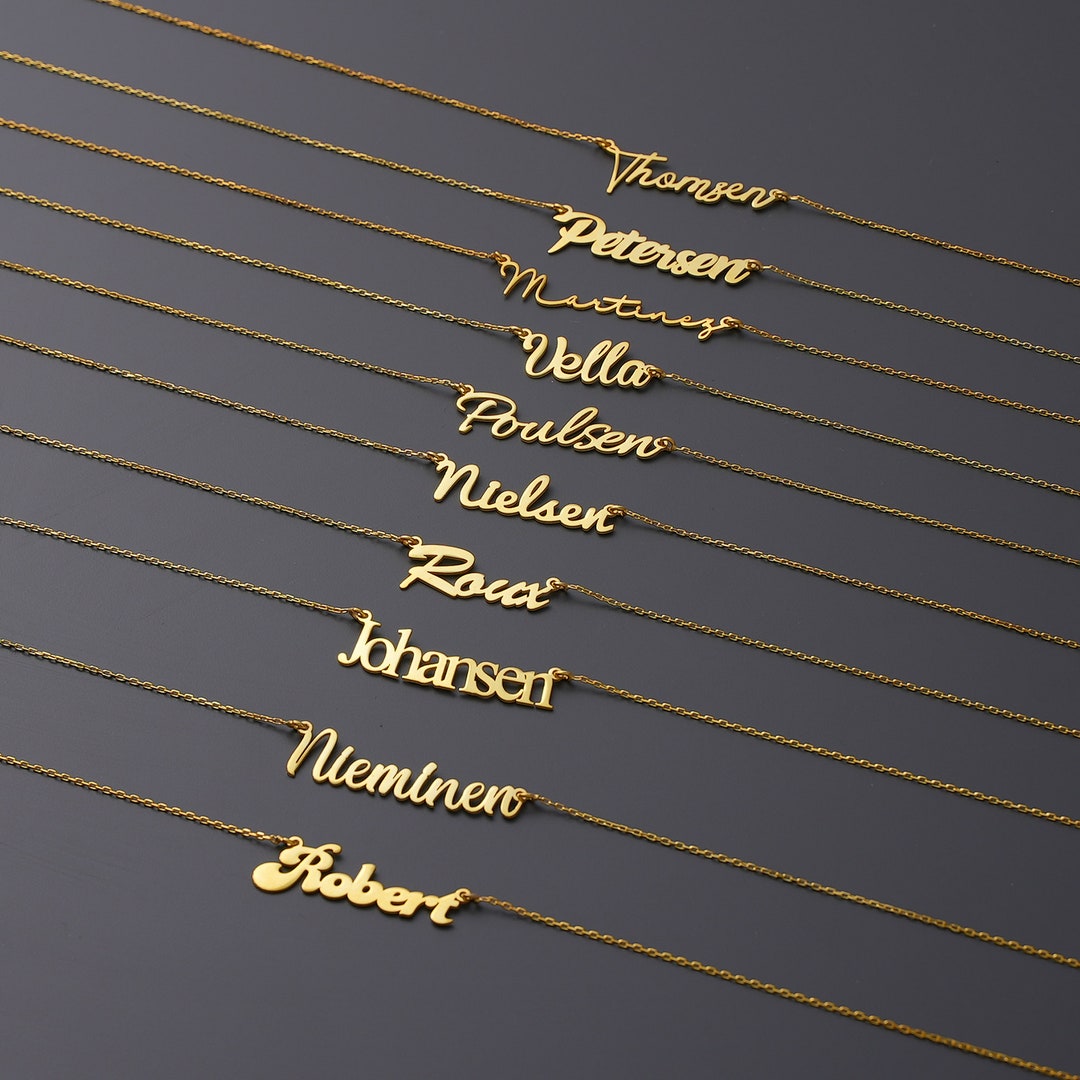 14K Gold Personalized Name Necklace, Sterling Silver Custom Jewelry - Etsy