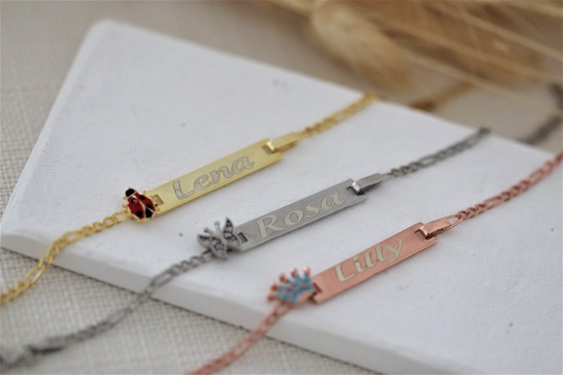 Baby Name Bracelet, 14K Gold Baby Name Bracelet, Newborn Baby Gift