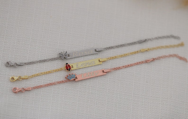 Baby Name Bracelet, 14K Gold Baby Name Bracelet, Newborn Baby Gift