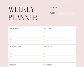 pink weekly planner