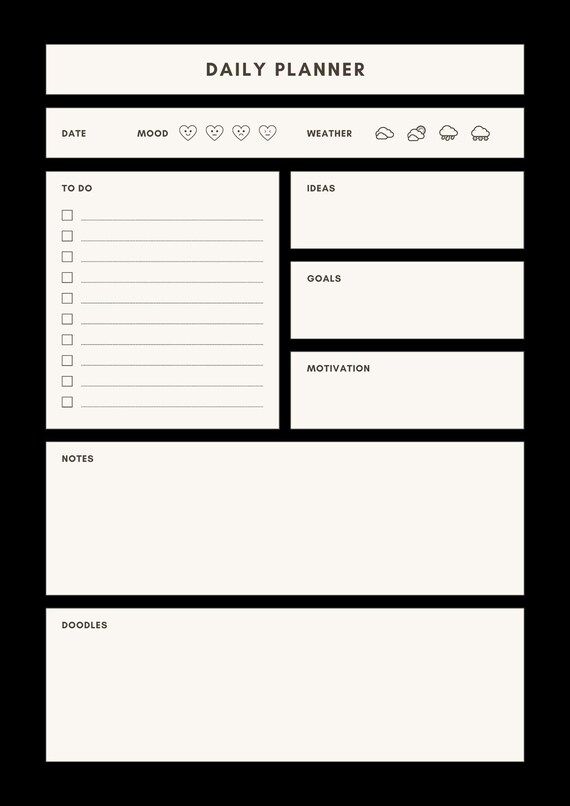 Black and White Planner - Etsy