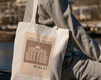 Carry The Feeling Berlin Tote Bag Aesthetic Tote Bag Minimalist Canvas Tote Bag Cotton Tote Cute Tote Bag