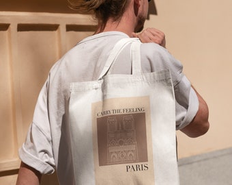 Carry The Feeling Paris Tote Bag Aesthetic Tote Bag Minimalist Canvas Tote Bag Cotton Tote Cute Tote Bag