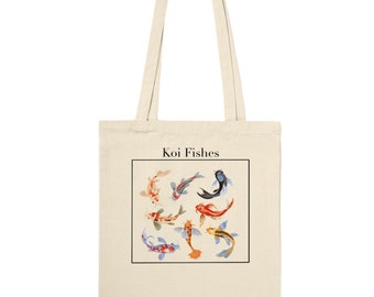 Koi Fishes Tote Bag, Aesthetic Tote Bag, Minimalist, Canvas Tote Bag, Cotton Tote Bag, Cute Tote Bag, Custom Tote Bag