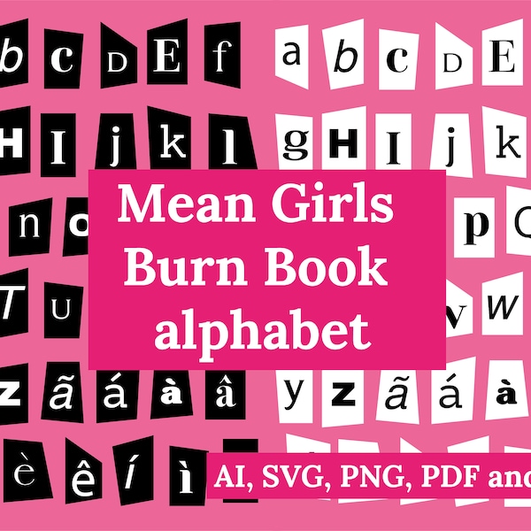 Burn Book Font, Mean Girls Alphabet, Ranson Style Letters, Magazine Font svg, ai, pdf, png, jpg files, imprimable, téléchargeable