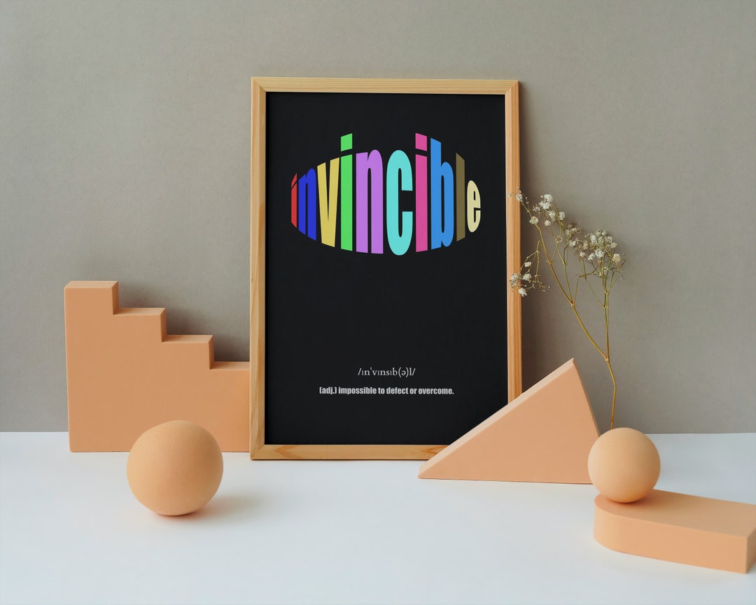 Invincible Meaning, Retro Print, Printable Wall Art, Inspirational ...