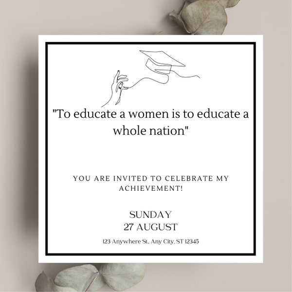 CANVA TEMPLATE | square invitation graduation party women