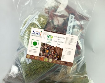 Juego de 17 especias indias enteras: Kit de masala fresco para una cocina auténtica.